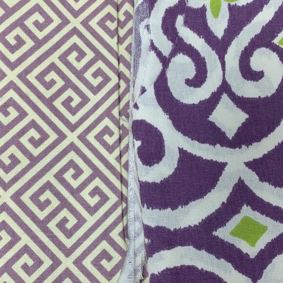 Lot of 6 Purple White Geometic Pattern Gingham Solid Fabric Sewing Scraps - Picture 3 of 3